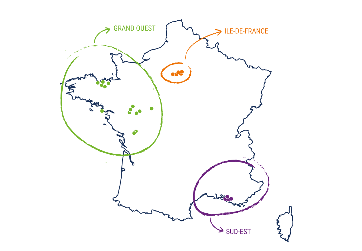 Carte d'implantation des Centres de la Fondation Saint Jean de Dieu